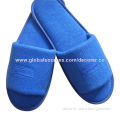 Blue Open-toe Terry Slippers for Hotel/Home, EVA Sole, Non-skid